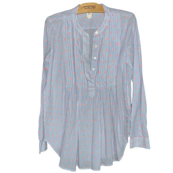 GAP Maternity Blue Striped Coral Dot Henley Top Size XS - Picture 6 of 7